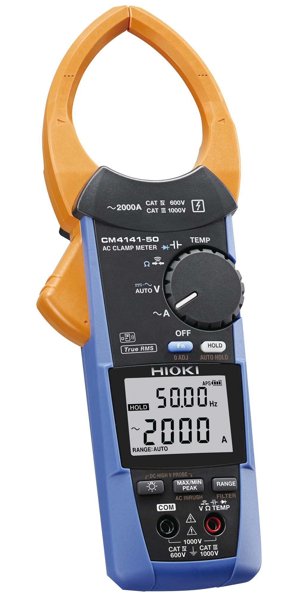 HIOKI CM4141-50 Clamp Meter, AC Current, AC/DC Voltage, Continuity, Diode,  Frequency, Resistance, Temperature