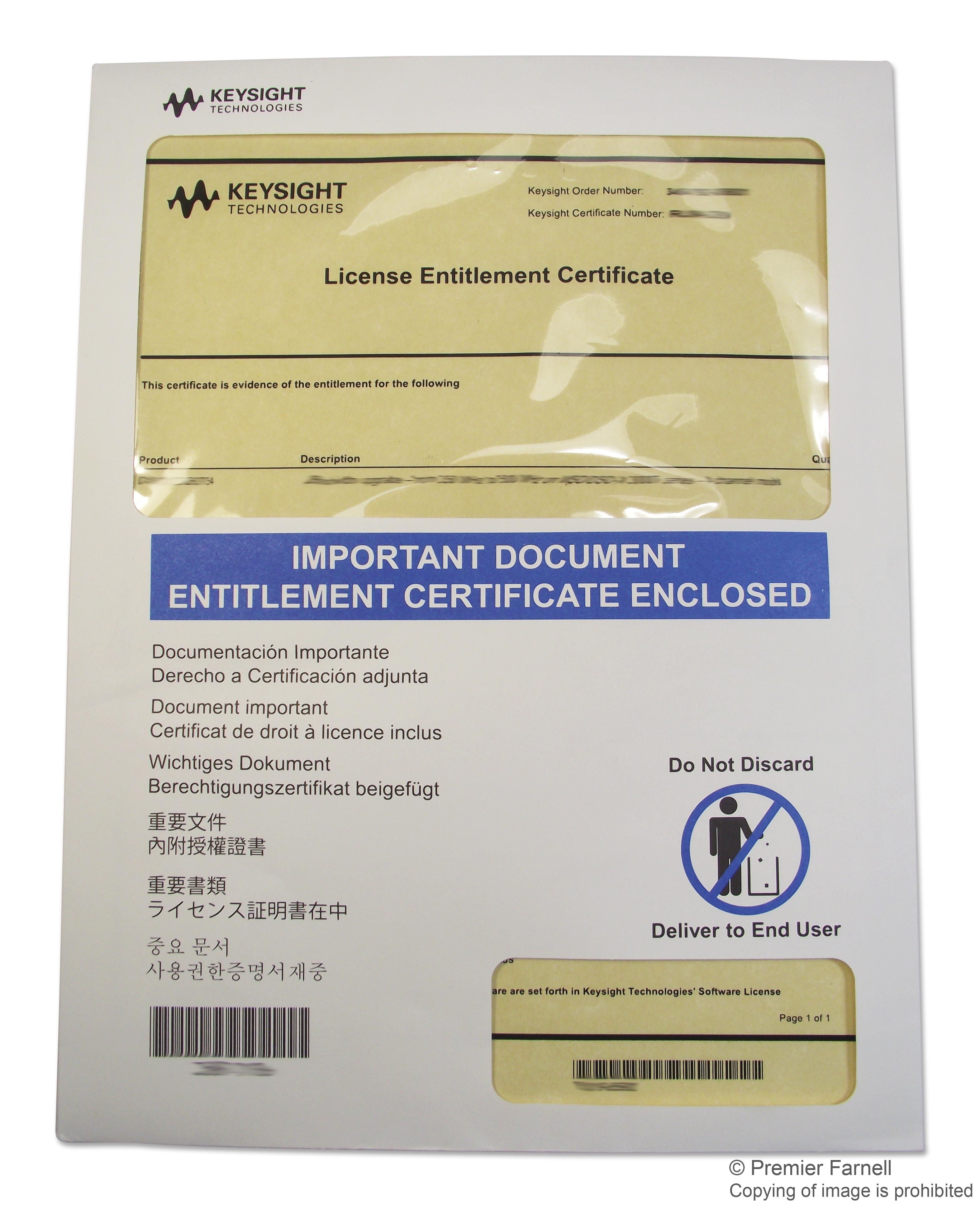 D1202BW1A Keysight Technologies Test License Key Upgrade, Bandwidth