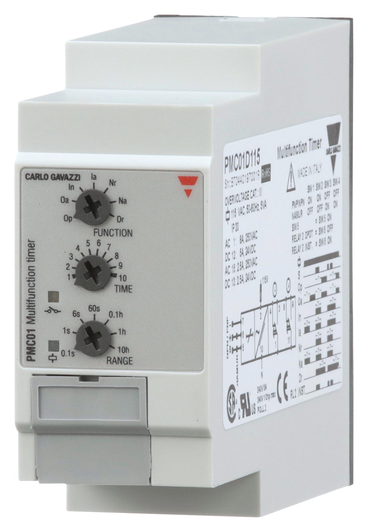 PMC01C115 - Carlo Gavazzi - ANALOGUE TIMER, 0.1S-100H, SPDT